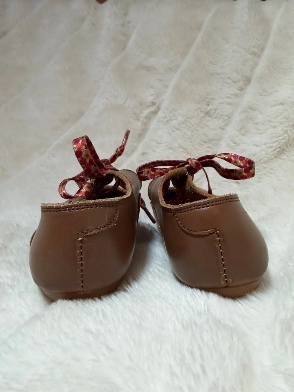 Brown Girls' Mary Jane Dress Shoes with Patterned Laces
